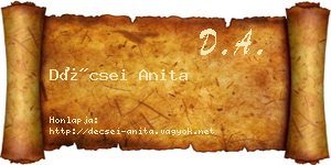 Décsei Anita névjegykártya