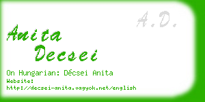 anita decsei business card